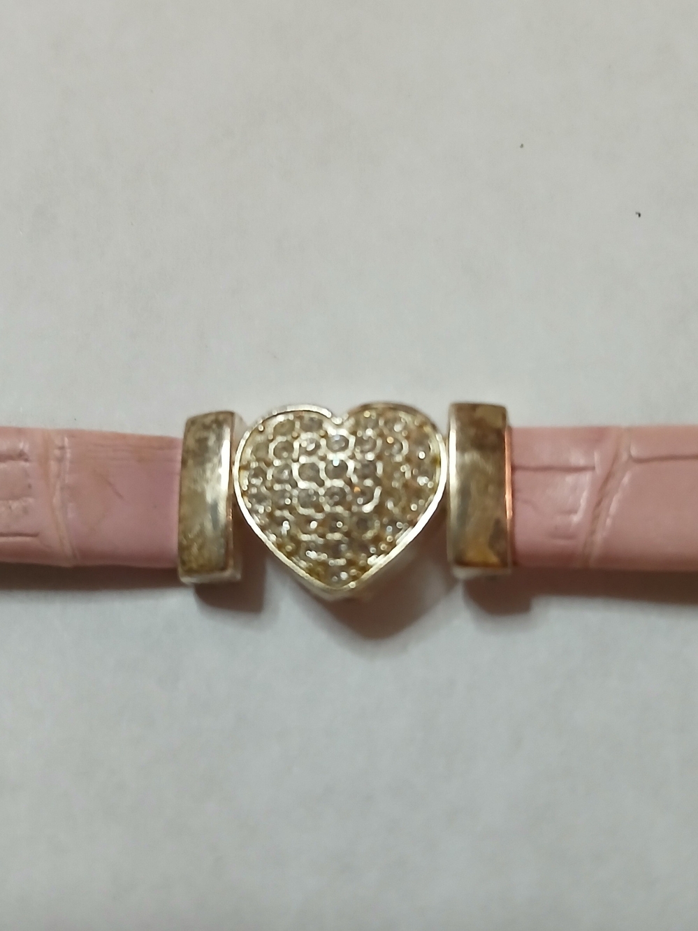 Pink Leather Bracelet with Silver Heart Charm
